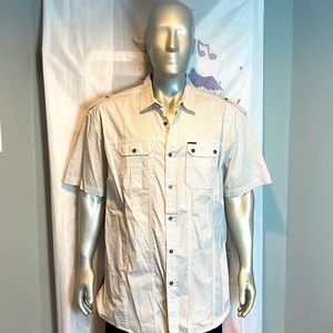 Marc Ecko Cut & Sew 100% Cotton Mens Short Sleeves plaid casual shirt Size XXL